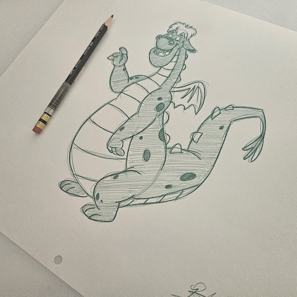 Disney Elliott Pete's Dragon Drawing/Sketch Animation Art Signed - Picture 4 of 6